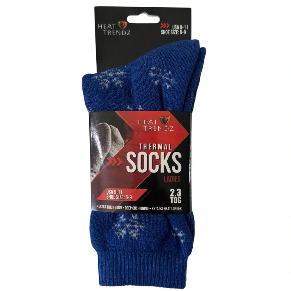 Heat Trendz Blue Thermal Socks TOG 2.3 Women Shoe Size 5-9 Extra Thick Yarn NEW